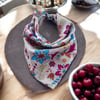Gri Renk  Çiçek Desenli Çok Amaçlı %100 Koton Bandana 