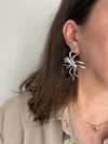 Gümüş Renk Örümcek Model Tasarım küpe