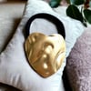Kadın Gold Renk Kalp Model İçi Tırtıklı Model Saç Aksesuarı, Simit Toka