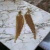 Kadın Gold Renk Zirkon Taşlı Üst Kısmı Kristal Taşlı Sallantılı Küpe