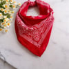 Kadın Kırmızı Renk Etnik Desenli %100 Koton Bandana, Saç Bandı