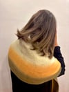 Kare Desenli Renkli Sarı-Yeşil Buklet Kalın Puf Şal, Atkı Uzunluk 205X Genişlik 40 Cm