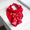 Kırmızı Renk Ay Yıldız Desenli Bandana ve Fiyonk Toka Seti 23 Nisan Kombini