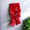 Kırmızı Renk Ay Yıldız Desenli Bandana ve Ay Yıldız Desenli Saten Fiyonk Toka Seti 