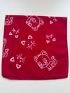 Kırmızı Renk Kedi Figürlü %100 Koton Bandana