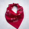 Kırmızı Renk Kedi Figürlü %100 Koton Bandana