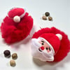 Kırmızı Renk Peluş Noel baba figürlü ikili Simit Toka