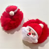 Kırmızı Renk Peluş Noel baba figürlü ikili Simit Toka
