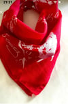 Kırmızı Renk Unisex Atatürk İmzalı Ve Atatürk Portreli İkili Bandana 