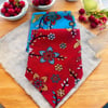 Kırmızı ve Mavi Renk  Çiçek Desenli 2'li Çok Amaçlı %100 Koton Bandana 
