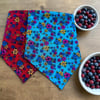 Kırmızı ve mavi  Renk Küçük Çiçekli 2'li %100 Koton Bandana