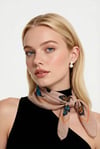 Krem Renk Kumaşi Kelebek Desenli 100% Koton Bandana
