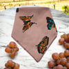 Krem Renk Kumaşi Kelebek Desenli 100% Koton Bandana