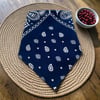 Lacivert Renk Beyaz Desenli %100 Koton Bandana