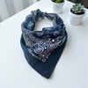 Lacivert Renk  desenli %100 Koton Bandana