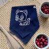 Lacivert Renk Kedi Figürlü %100 Koton Bandana