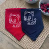 Lacivert Ve Kırmızı Kedi Figürlü 2'li %100 Koton Bandana