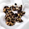 Leopar Ve Üst Kısmı Siyah Kristal Taşlı Küpe Uzunluk 12cm 