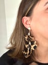 Leopar Ve Üst Kısmı Ve Araları İncili Küpe Uzunluk 12cm 