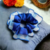 Mavi Kenarları Tül  Scrunchie Büyük Boy Simit Toka