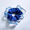Mavi Kenarları Tül  Scrunchie Büyük Boy Simit Toka