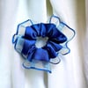 Mavi Kenarları Tül  Scrunchie Büyük Boy Simit Toka