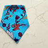 Mavi Renk  Çiçek Desenli Çok Amaçlı %100 Koton Bandana 