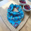 Mavi Renk  Çiçek Desenli Çok Amaçlı %100 Koton Bandana 