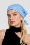 Mavi Renk Etnik Desenli %100 Koton Bandana