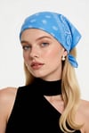 Mavi Renk Etnik Desenli %100 Koton Bandana