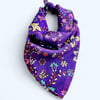Mor Renk  Çiçek Desenli Çok Amaçlı %100 Koton Bandana 