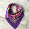 Mor Renk içi renkli desenli%100 koton Bandana