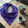 Mor Renk Küçük Çiçekli %100 Koton Bandana
