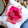 Pembe Kenarları Tül  Scrunchie Büyük Boy Simit Toka