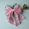 Pembe ve Yeşil Renk Güpürlü Kuyruklu Model Klipsli Toka En:15 Boy:17 cm