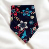 Siyah Renk  Çiçek Desenli Çok Amaçlı %100 Koton Bandana 