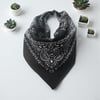 Siyah Renk  desenli %100 Koton Bandana