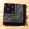 Siyah Renk Etnik Desenli %100 Koton Bandana