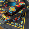 Siyah Renk içi renkli desenli%100 koton Bandana