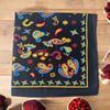 Siyah Renk içi renkli desenli%100 koton Bandana