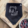 Siyah Renk Kedi Figürlü %100 Koton Bandana