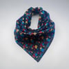 Siyah Renk Küçük Çiçekli %100 Koton Bandana
