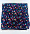 Siyah Renk Küçük Çiçekli %100 Koton Bandana