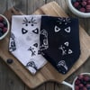 Siyah Ve Beyaz Kedi Figürlü 2'li %100 Koton Bandana