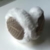 Soğuktan Koruyucu Soft Peluş Bej Dış Kısmı Örgü Katlanabilir Kulak Koruyucu Kulaklık