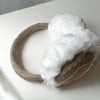 Soğuktan Koruyucu Soft Peluş Bej Dış Kısmı Örgü Katlanabilir Kulak Koruyucu Kulaklık