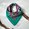 Turkuaz Renk içi renkli desenli%100 koton Bandana
