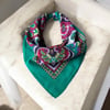 Turkuaz Renk içi renkli desenli%100 koton Bandana