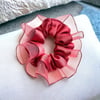 Turuncu Kenarları Tül  Scrunchie Büyük Boy Simit Toka