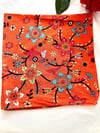 Turuncu Renk İçerisinde Çiçek  Desenli  Bandana  %100 Cotton